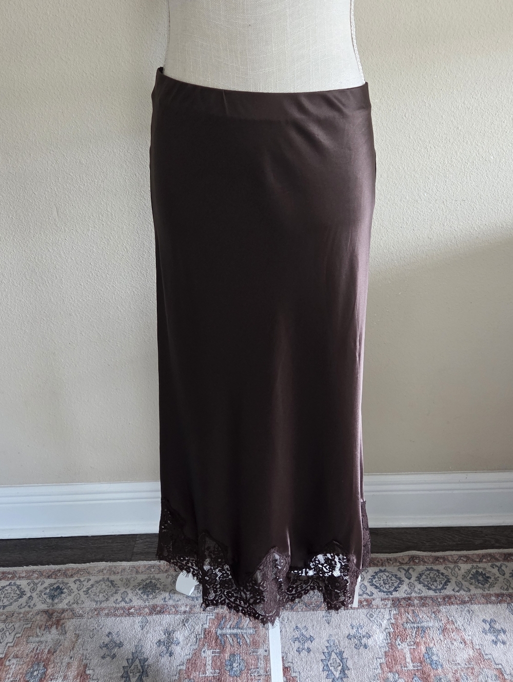 Reformation Brown Carolina Silk Midi Skirt Size XL $218 NWT - Picture 2 of 9